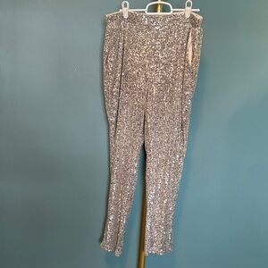 Cable & Gauge Silver Sequin Cropped Pants